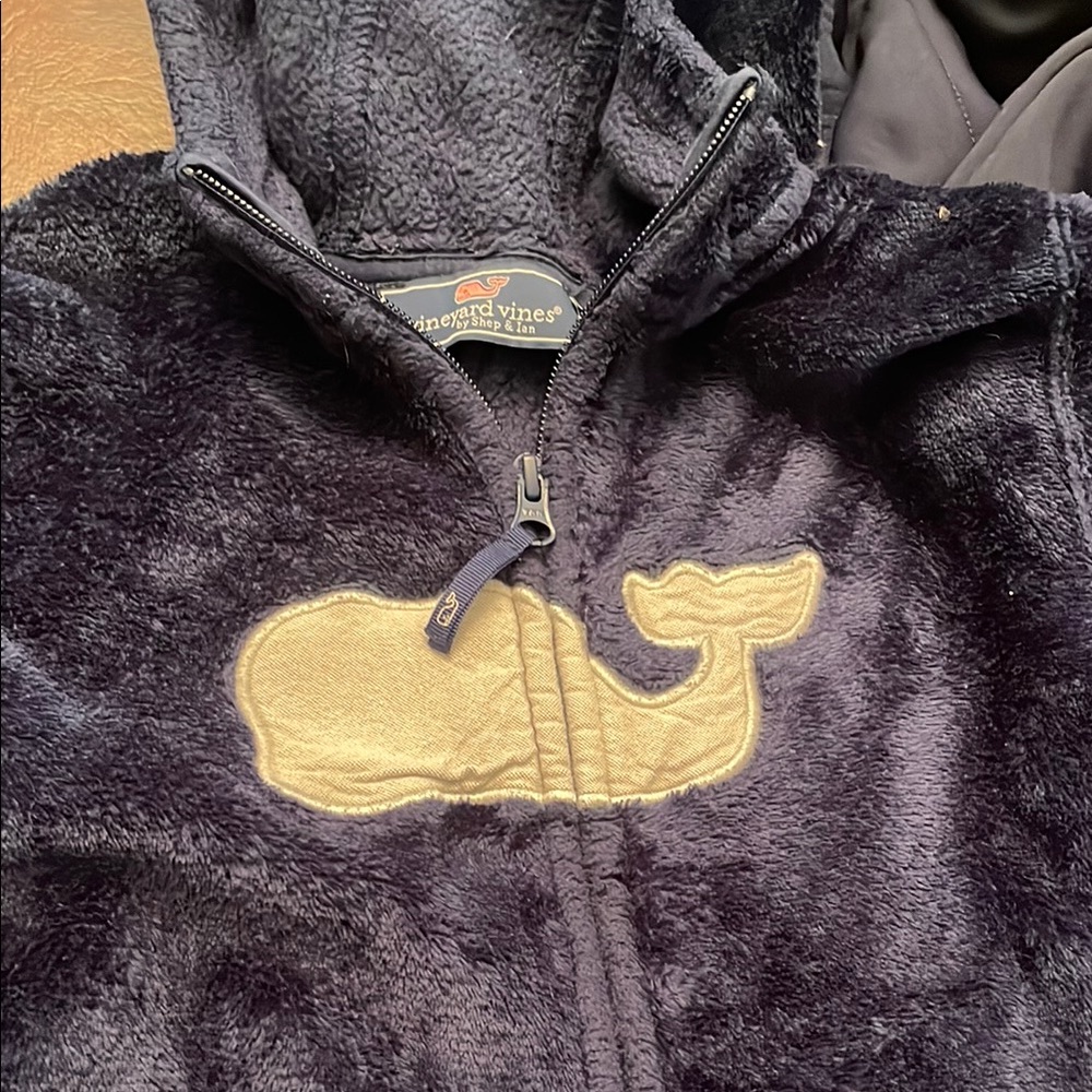 Vineyard Vines Kids Plush Navy Hooded PJ onesie